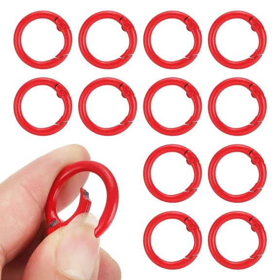 1 in Spring O Ring, 50pcs O Ring Clip Keyring Clip Purse Clips Trigger Buckle Circle Metal Binder Snap Round for Handbags Straps Purse Shoulder Bag Hook Keychain, Red