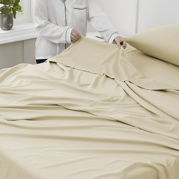 Sweet Home Collection 1500 Supreme Flat Sheet Full Beige