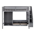 thumbnail image 6 of Euroco Wood Full Size Loft Bed with Desk and Wardrobe, Storage Shelves and Cabinets, Gray, 6 of 13