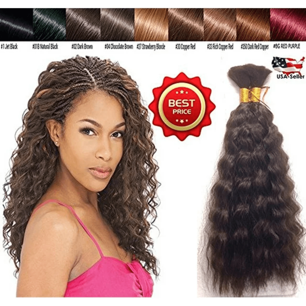Wet N Wavy Bulk Virgin Remy Hair Synthetic Fibers for Box Braiding Crochet Braids Make Wave By Hot Water - 2 Pack DEAL Length 18 Inch ( #1B/350)
