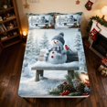 thumbnail image 4 of Manfei Snowman Queen Sheets Snow Queen Sheet Sets, Blue Silver 4-Piece (1 Flat Sheet, 1 Fitted Sheet and 2 Pillowcases), 4 of 6