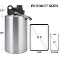 thumbnail image 2 of Insulated Gallon Jug with Handle, One Gallon, 128oz Stainless Steel, Large Double Vacuum Water Bottle for Hot & Cold Drinks, Wide Mouth, Sweat Proof, Great for Travel, Camping, Stainless, 2 of 6