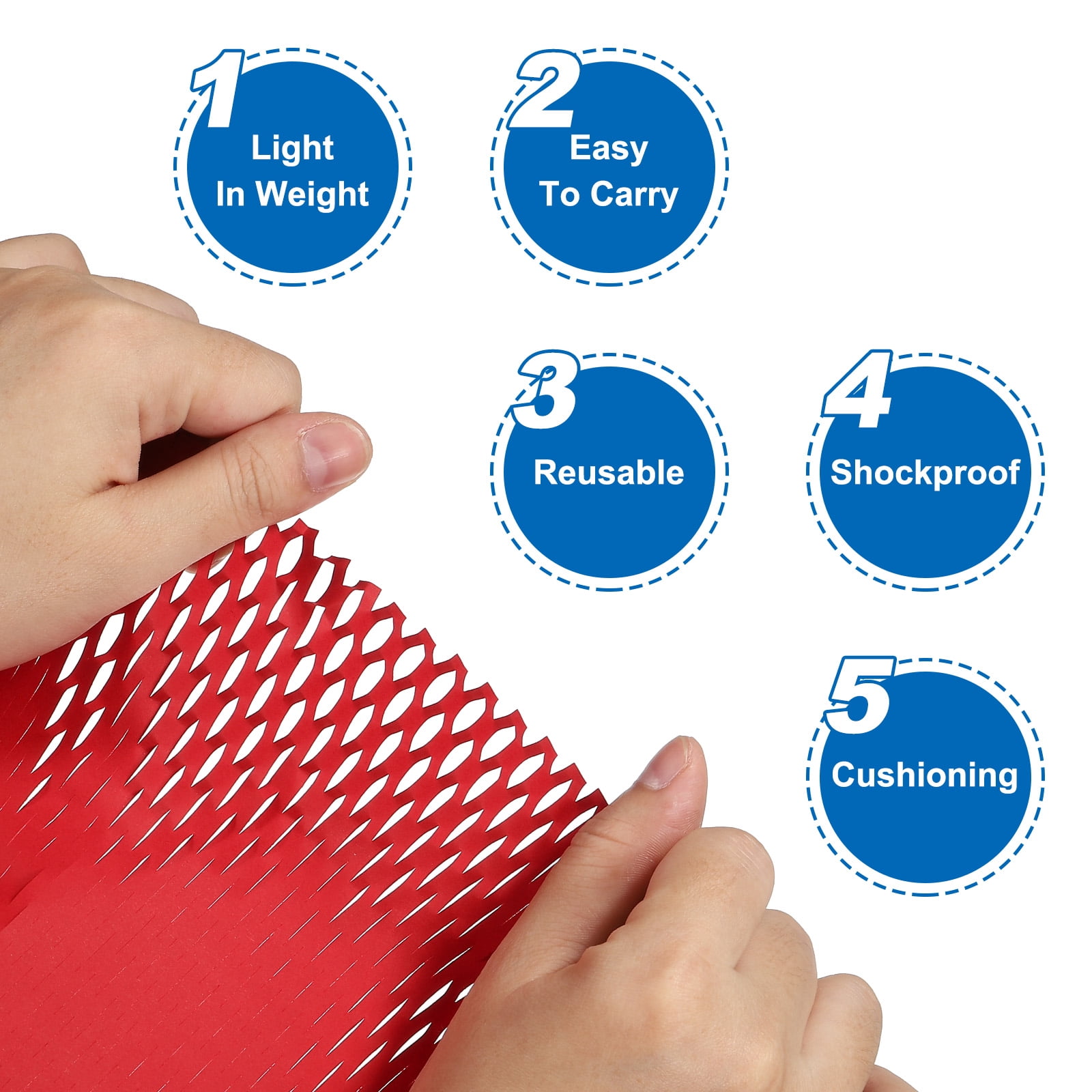 Uxcell Packing Paper 19 Inch x 65.6 Feet Cushioning Wrap Rolls Packing Paper for Moving Packaging Red