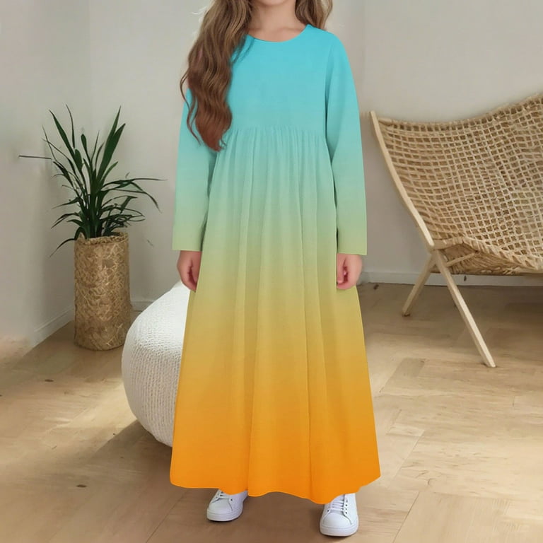 princess polly baby blue dress fnnxnal Big Girls 13-14T Navy Ombre Long Sleeve Maxi Dress