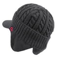 thumbnail image 4 of Janey&Rubbins Mens Winter Ear Flap Visor Beanie Knit Hat with Bill Fleece Lined Brimmed Cap (Gray), 4 of 8