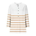 thumbnail image 3 of Womens Henley T-Shirts, 3/4 Sleeve Shirts for Women Fall Fashion Striped Printed Button Up Notch V Neck T Shirts Plus Size S-5XL, 3 of 5