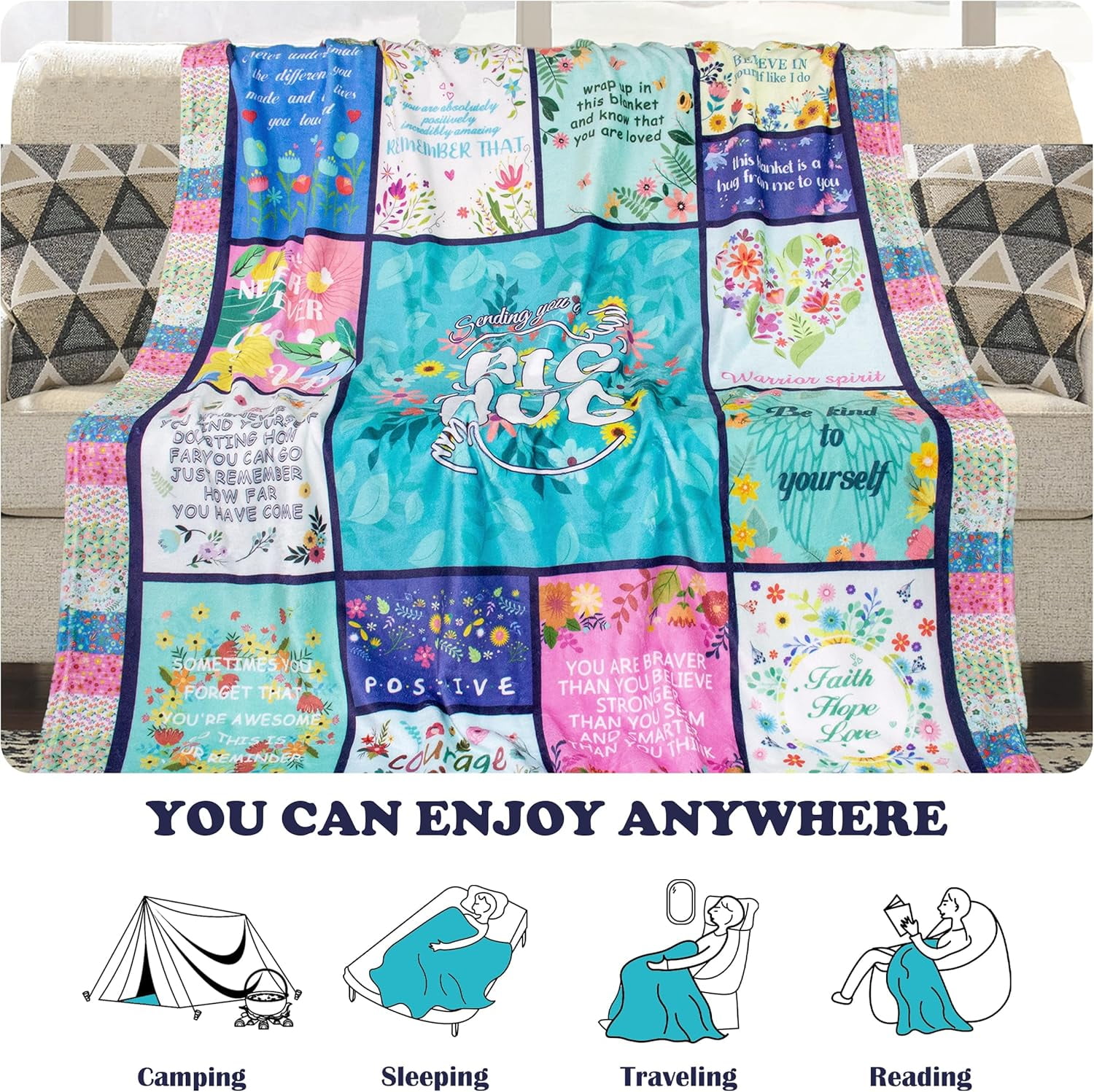 Get Well Gifts for Women, Inspirational Healing Blanket, Feel Better After Surgery Gifts, Soft Warm Hug Blanket Throw