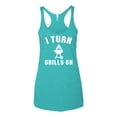 thumbnail image 2 of I Turn Grills On Pop Culture Tri-Blend Racerback Tank Top, Tahiti Blue, Large, 2 of 3