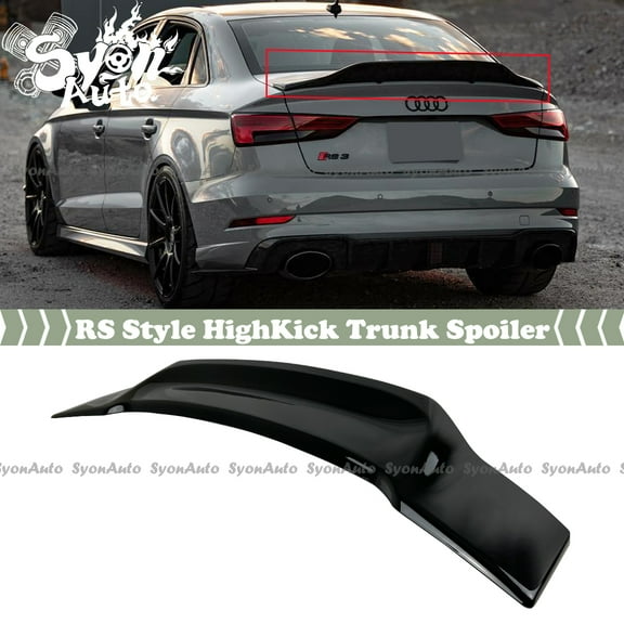 FITS 2014-2020 AUDI A3 S3 RS3 GLOSSY BLACK HIGHKICK DUCKBILL REAR TRUNK SPOILER WING