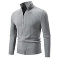 thumbnail image 2 of Mlzmgr Cardigan Sweaters for Men Full Zipper up Stand Neck Long Sleeve Slim Fitted Casual Business Mens Shirts, 2 of 4