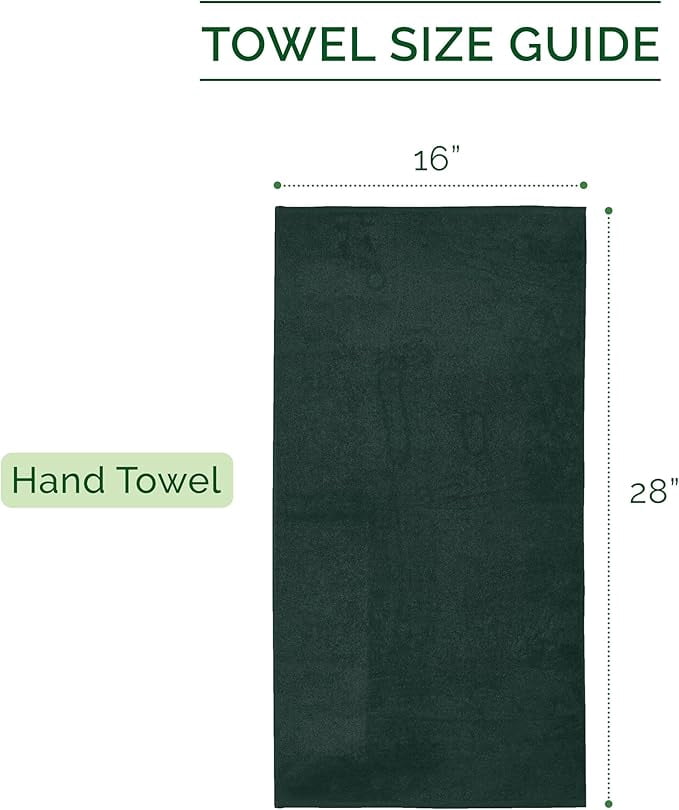 Elegant Comfort 4-Pack Hand Towels Set - Three Line Popcorn Design, Hotel Quality, 16 x 28 Inches, 100% Turkish Cotton, Soft, Quick-Drying, Highly Absorbent - Forest Green