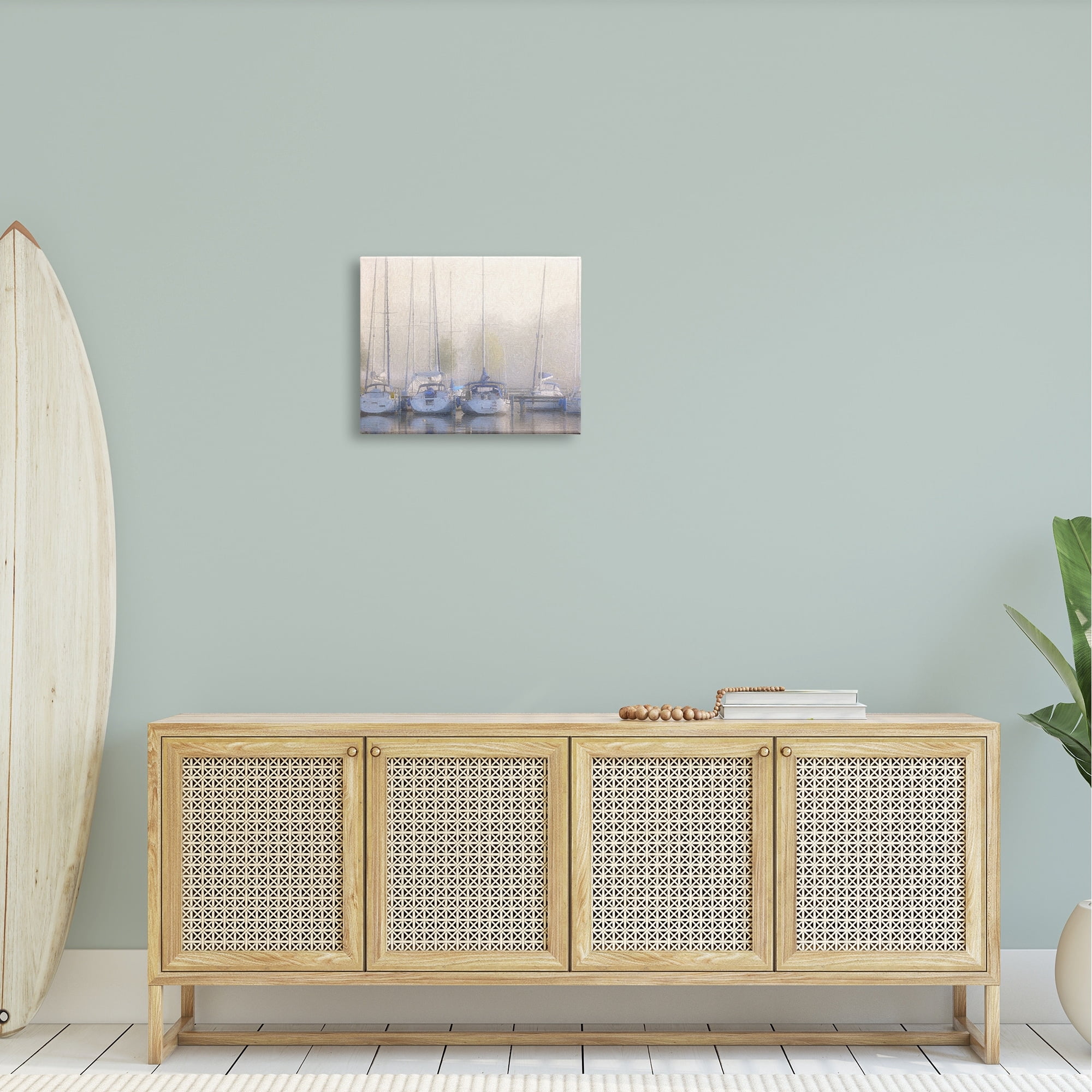 Stupell Docked Sailboats Harbor Reflection Landscape Painting Gallery Wrapped Canvas Print Wall Art