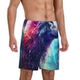 thumbnail image 2 of Sikiie Starry Multicolored Wolf Mens Pajama Shorts, Lightweight Lounge Pant with Pockets Soft Sleep Pj Shorts for Men3X-Large, 2 of 6