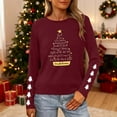 thumbnail image 2 of Women's Christmas Shirt Long Sleeve Tree Letter Print Crewneck Pullover Top Wine-7 2XL, 2 of 9