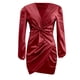 thumbnail image 5 of Vestido midi formal plisado para mujer - Vestido de cóctel con escote en V profundo y cremallera, 5 of 6