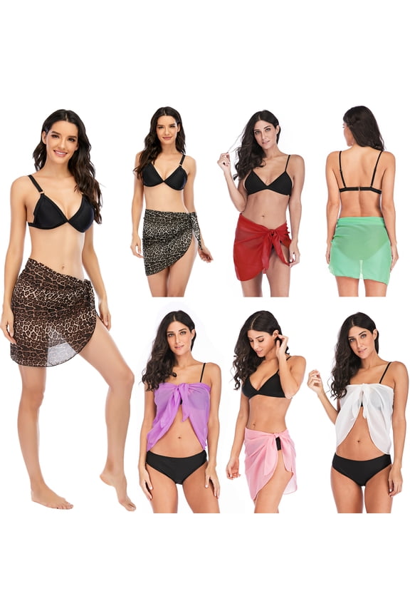 Women Wrap Skirt Sexy Bikini Cover Up Chiffon Short Sarong Holiday Beach Dress Swimwear Mini Sarongs Summer Bathing Suit