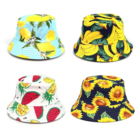 Cute Bucket Hat Beach Fisherman Hats for Women, Reversible Double-Side-Wear