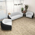 thumbnail image 4 of LeisureMod 3-Piece Sofa Set with 2 Single-Seater and a Three-Seater Couch Upholstered in Vegan Leather with Steel Legs Foam Filled Cushion for Modern Home Opula Series in Black/White, 4 of 13