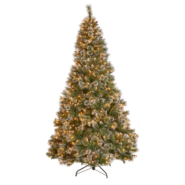 9foot Cashmere Pine and Mixed Needles PreLit Clear String Light Hinged Artificial Christmas