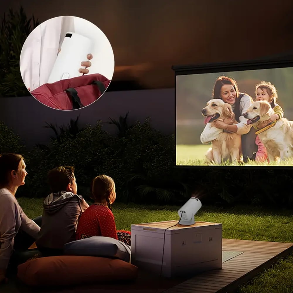 Mini Projector, with Wired Screen Sync 4K 1080P Portable Projector 180° Rotation. 17-130" Screen Video Projector. Compatible with Smartphones, Laptops, PC