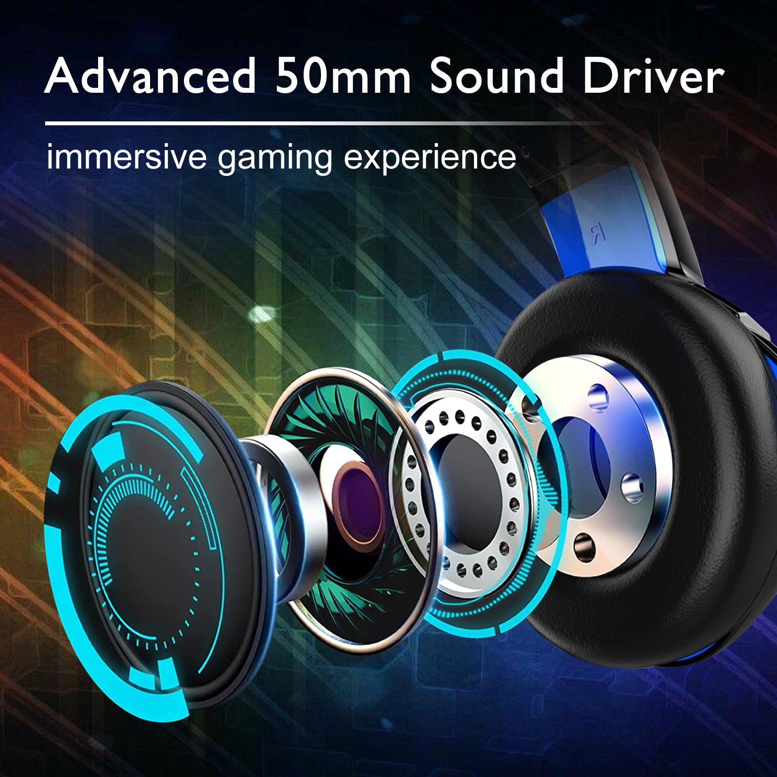 Samoleus Gaming Headset for PS4 Xbox One PC Smartphone 50mm Driver Wired Stereo Bose Noise Cancelling Gaming Headphone with Mic and LED Light for PS4 Playstation 4 Color Mobile Phone Laptops PC