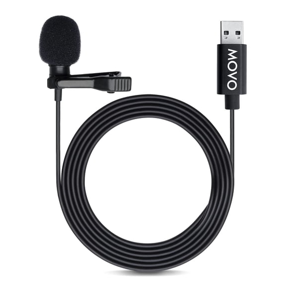 Micrófono DE solapa Movo M1 USB PARA Laptop PC y Mac con Cable DE 20 pies