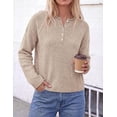 thumbnail image 3 of PRETTYGARDEN Women's Fall Button Up Cozy Pullover Sweaters | Stretchy Soft Knit, Drop Shoulder Long Sleeve Tops, Henley Crewneck Rolled Edge, Dressy Casual Blouses, Trendy Winter Clothes, 3 of 8