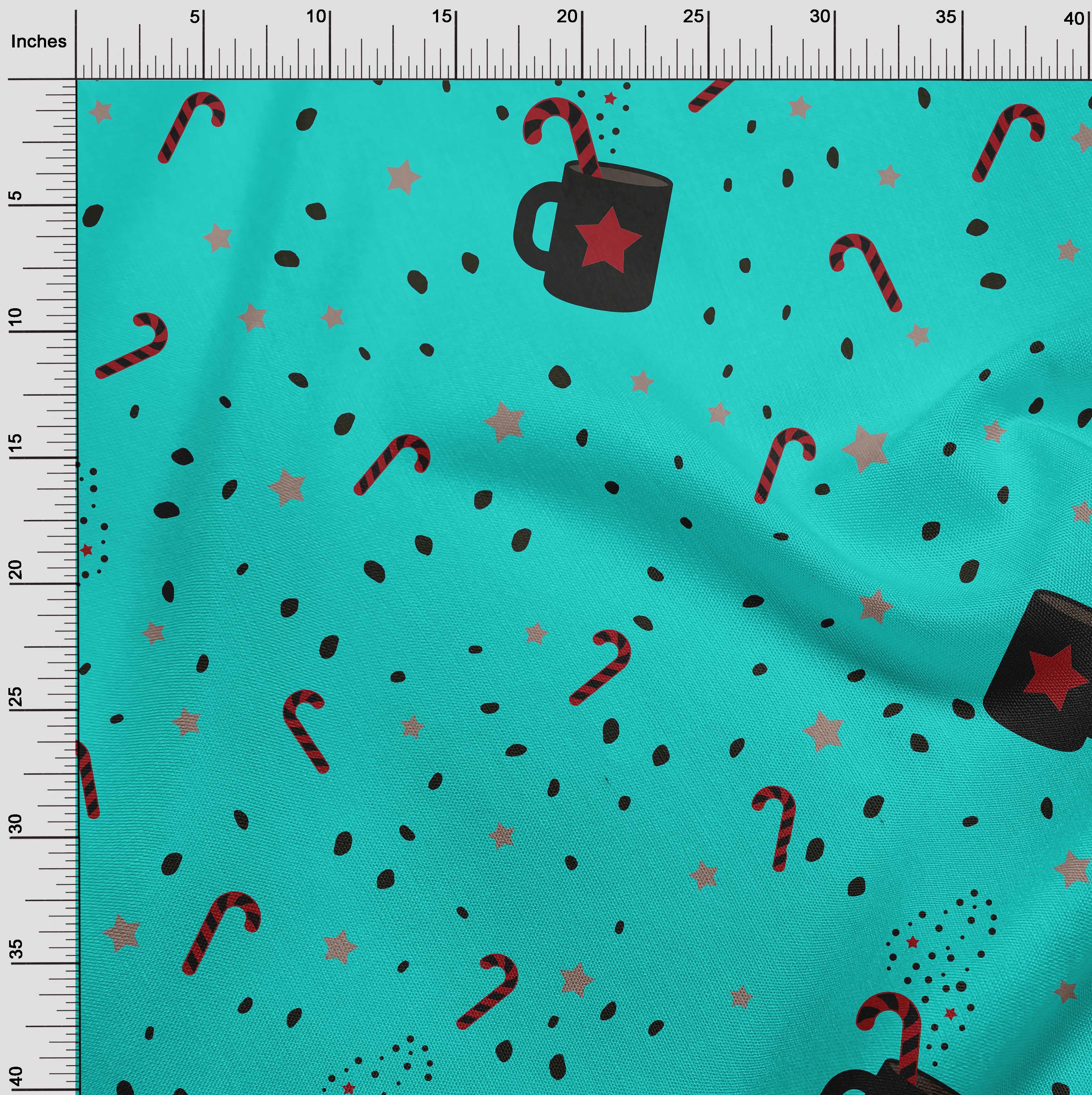 oneOone Cotton Poplin Twill Dusty Teal Green Fabric Christmas Fabric For Sewing Printed Craft Fabric By The Yard 56 Inch Wide