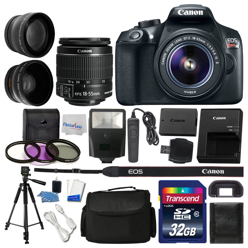 Canon EOS Rebel T6 Digital SLR Camera + 32GB Multi Accessory Bundle