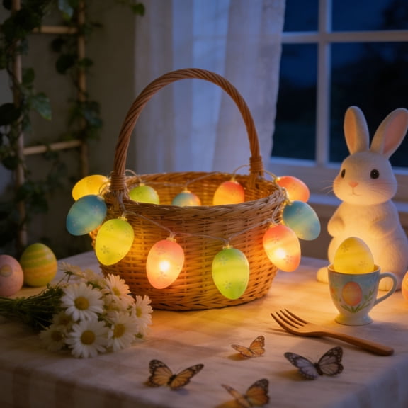 Tyidzon Easter Eggs Lights, LED Easter String Lights with Multicolor Eggs, Waterproof Fairy Lights for Indoor Outdoor Easter Tree Mantel Party Decor