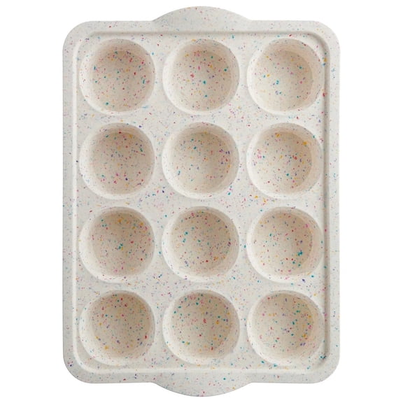 Silicone Muffin & Cupcake Pan,12 Cups Nonstick Muffin Tray,Regular Size Cupcake Pan with Non-Slip HandlePerfect for Bites,Small Pies,Egg Bites,Rice Krispies Treats