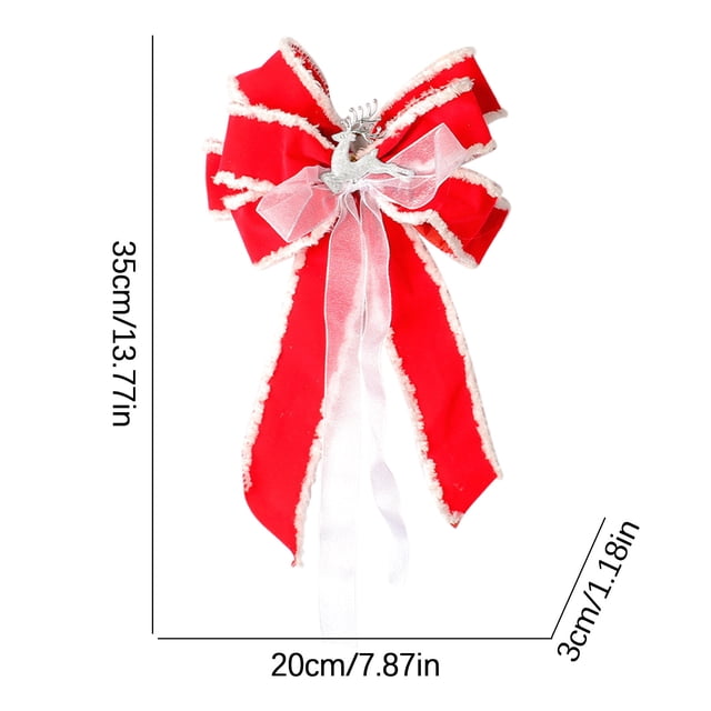 Colgante de Cinta de Tela de Arco de Decoraciones Del Árbol de Navidad, 35x20cm Lino para la Guirnalda Del Árbol Caja de Regalo Decoraciones de Fiesta de Navidad