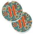 thumbnail image 1 of Carolines Treasures CJ2012-HCARC Lettre H Fleurs Rétro Bleu Ensemble de 2 Porte-Gobelets Coaster Voiture, 1 of 1