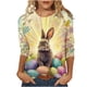 thumbnail image 3 of TaTaai Women Fashion Easter Theme Loose Tops Round Neck Three-quarter Sleeve Casual Soft Comfortable Lightweight Daily Holiday Outfits Shirts Gift, 3 of 5