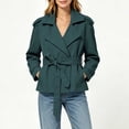 thumbnail image 7 of cocolona Cropped Trench Coat for Women Long Sleeve Collared Solid Color Waist Jacket Lined Trendy Casual Fall Tops, 7 of 7