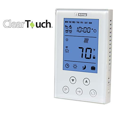 KING K302PE ClearTouch Electronic 7 Day Programmable Thermostat, White