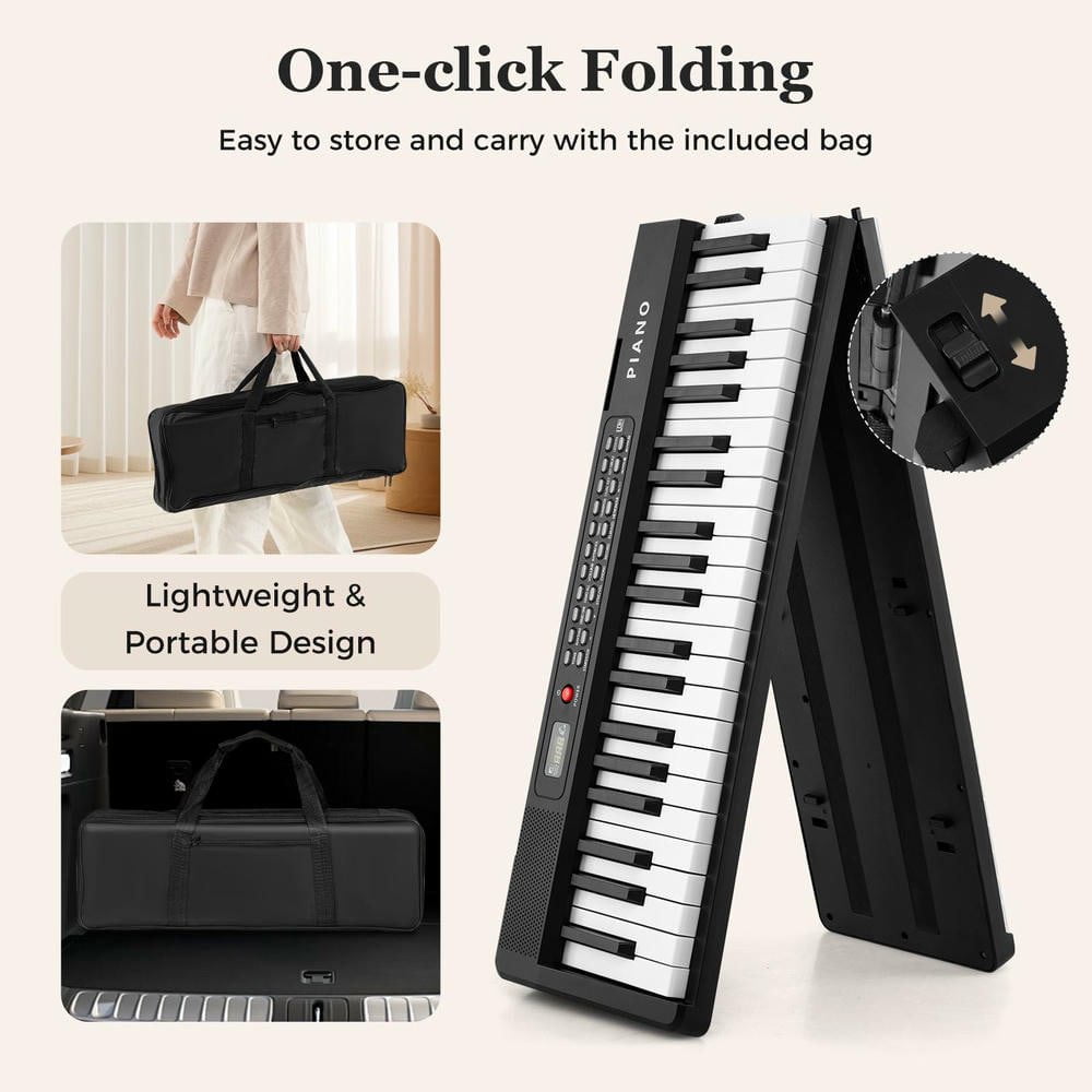 Resenkos 88-Key Portable Foldable Semi-Weighted Electric Piano Keyboard - Black