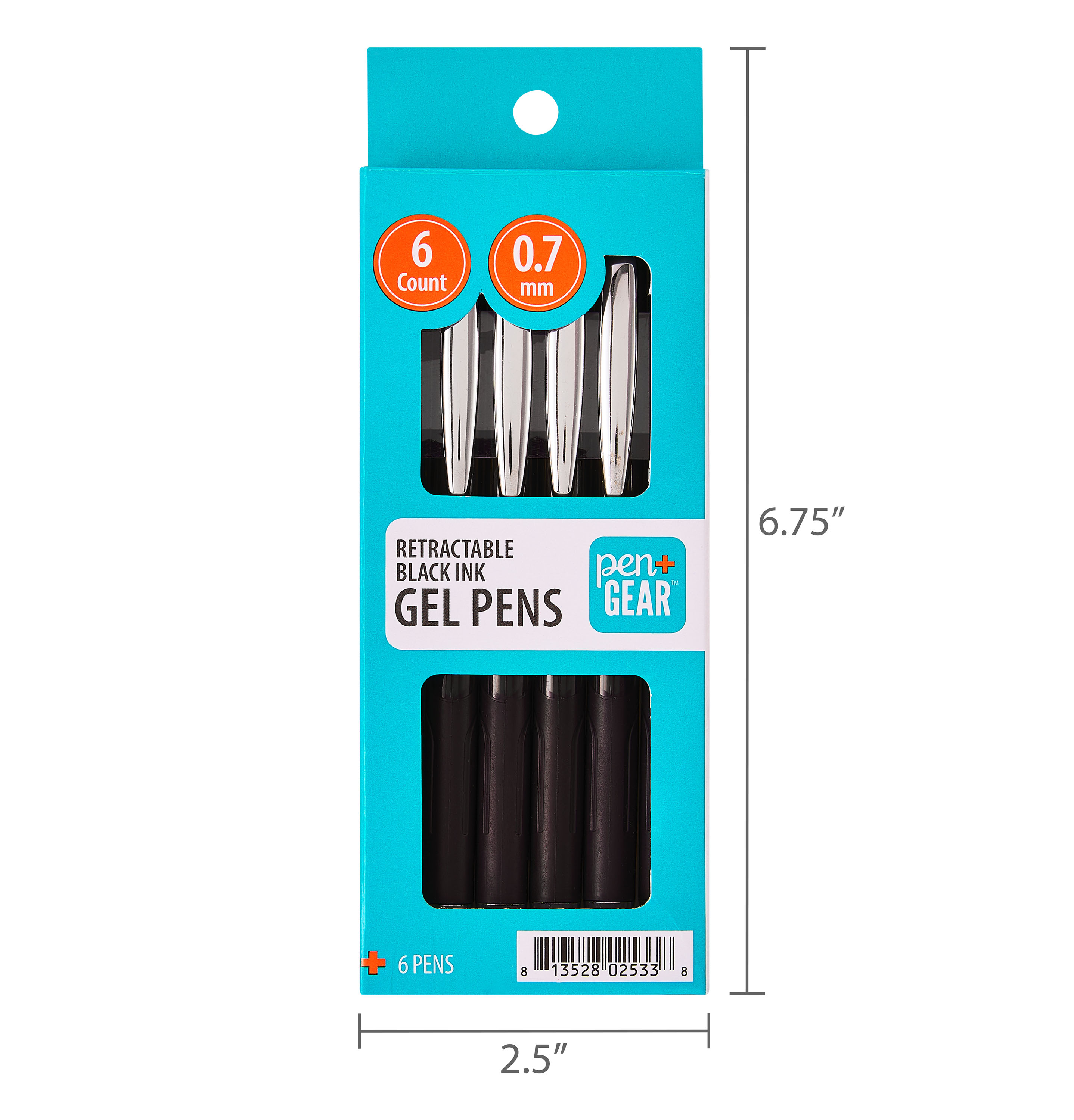 Plumas de gel retráctiles Pen+Gear, punta media, 0.7 mm, negro, 2 unidades 6