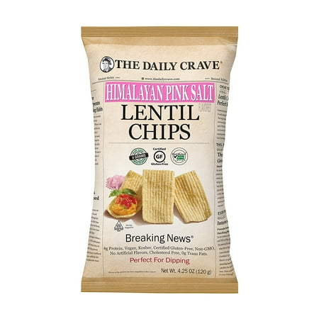 The Daily Crave Himalayan Pink Salt Lentil Chips, 4g Protein, Gluten-Free, Non-Gmo, 4-Pack 4.25 oz. Bags