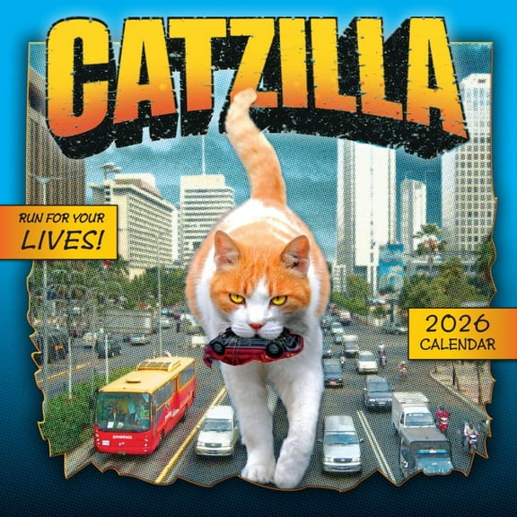 Sellers Publishing, Catzilla 2026 Mini Wall Calendar, 7'' X 7'', 12-Month Calendar with Stapled Binding
