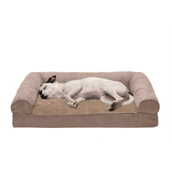 FurHaven Plush & Suede Full Support Orthopedic Sofa Pet Bed for Dogs & Cats - Almondine, Medium