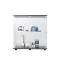 thumbnail image 3 of Miekor Furniture 2 Layer Glass Display Cabinet with 2 Doors, Curio Cabinets, Glass Display Cabinet Showcase Countertop with Lock, Tempered Glass with MDF Base MK8537, 3 of 5