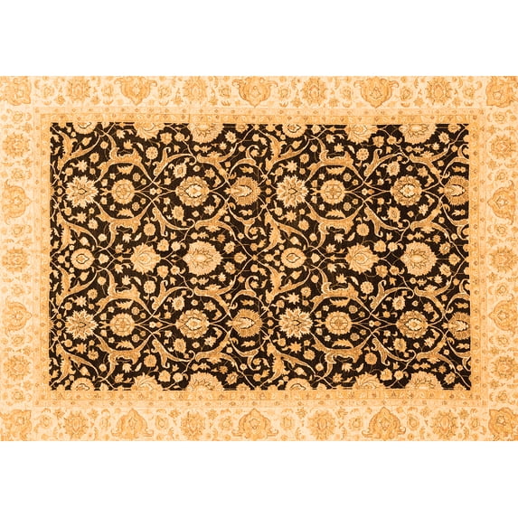 Ahgly Company Indoor Rectangle Oriental Orange Traditional Area Rugs, 6' x 9'