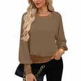 thumbnail image 2 of aohooy Women's Sequin Tops Sparkle Long Sleeve Blouses Elegant Dressy Formal Chiffon Shirt Shimmer Glitter Patchwork Party Tunics Brown,S, 2 of 7