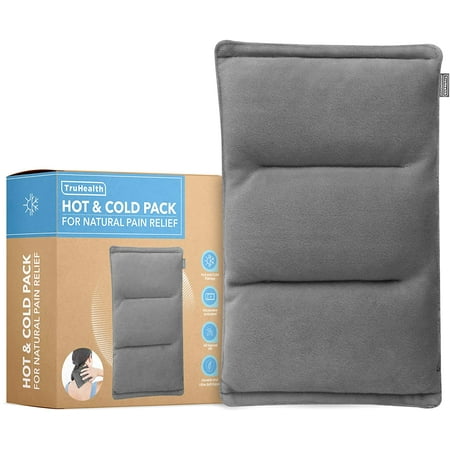 TruHealth | Hot & Cold Body  Neck & Shoulder Wrap | Weighted Muscle Therapy | Flax Seed Fill | Large | Gray