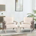 thumbnail image 3 of Bonzy Home Mid Century Accent Chair, Single Sofa Armchair for Living Room, Bedroom, Balcony,Beige, 3 of 8