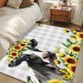thumbnail image 5 of Hallway Runner Rugs 2.7x5 Ft, Farmhouse Cow Non Slip Area Rugs for Kitchen Bedroom Entryway, Pastoral Sunflower Botanical Gray Plaid Washable Carpet Runner Rug Floor Mats for Bedroom Home Decor, 5 of 9