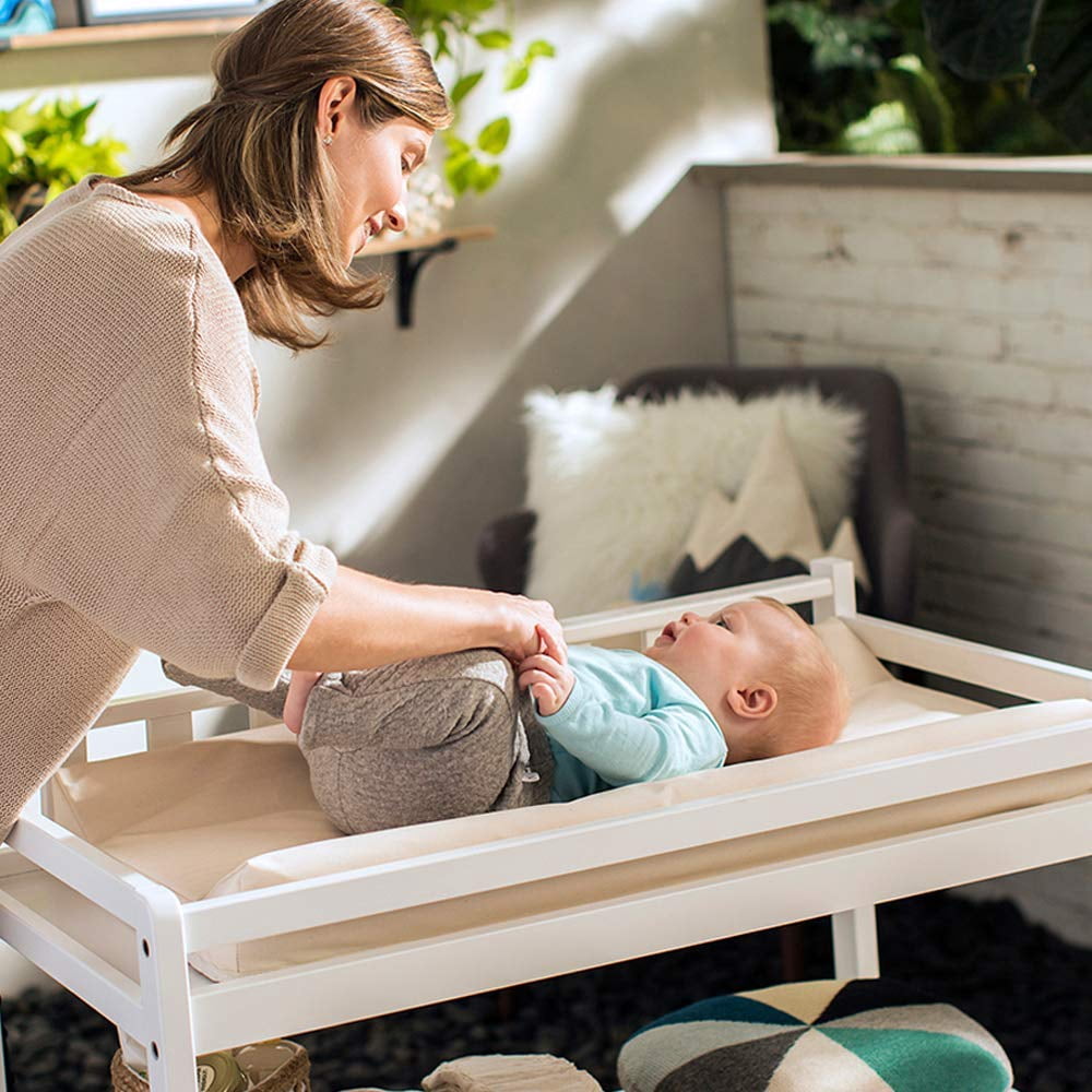 Naturepedic Organic Contoured Changing Pad - Easy to Clean, Lightweight & Portable - Comfort 2-Sided Waterproof Baby Diaper Changing Pad for Dresser or Changing Table - 16" x 31"