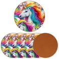 thumbnail image 2 of Unicorn 6PCS Round Car Coasters, Microfiber Leather Cup Holders for Car, 11x11 cm/4.3x4.3 in, Absorbent Car Coaster Set of 6, Car Accessories for Women and Men, 2 of 6