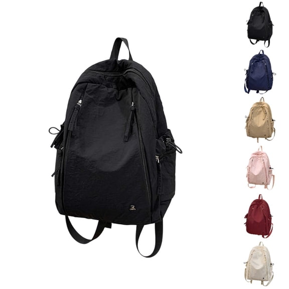 HJYCHN Backpack for Japanese Style Solid Color Lightweight Computer Daypack for College Girls High School Kids School Backpacks Black One Size